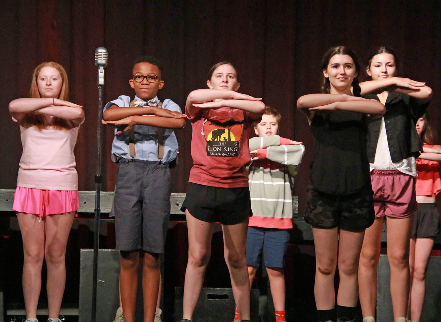 Madison Summer Arts Campers perform their rendition of the musical "All Shook Up." Pictured, from left, are Campell Browning, Jordan Hawkins, Morgan Trusty, Thomas Pound, Elizabeth Yeager, and Mary Clayton Stewart.