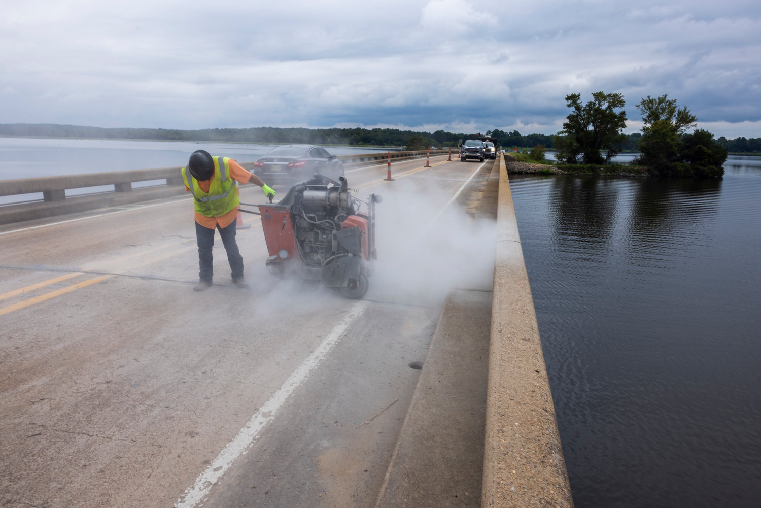 MDOT crews are currently resurfacing the Highway 43 bridge over the Ross Barnett Reservoir.