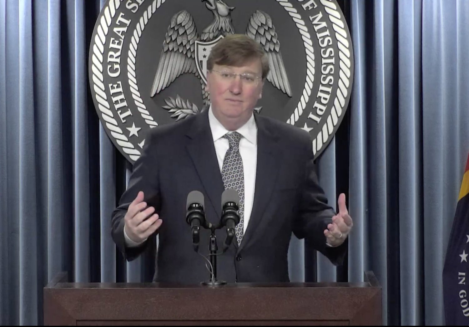 Gov. Reeves speaks during a press conference held on Thursday,