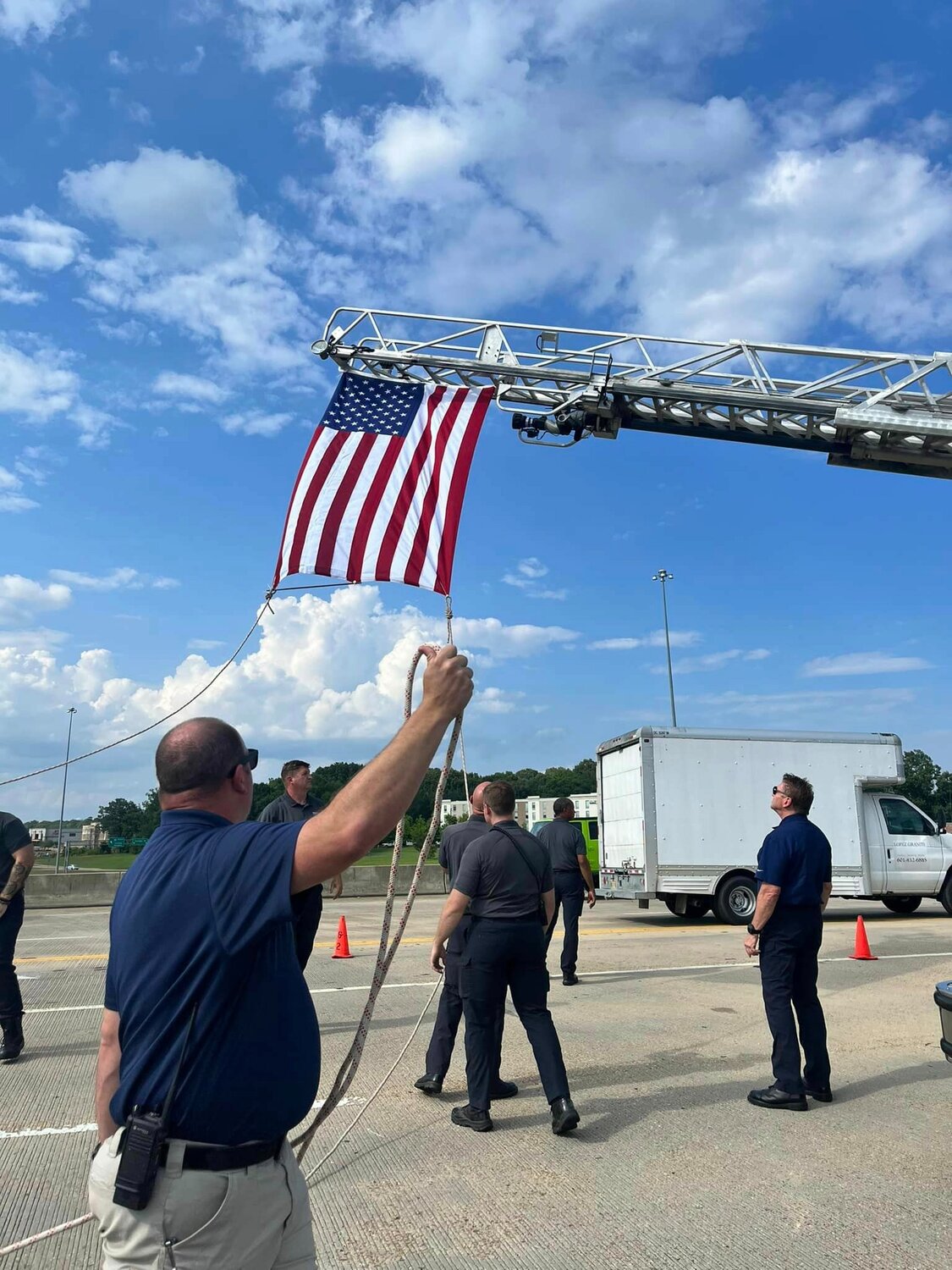 Tyler was transported to the funeral home on June 1. Ridgeland Fire Fighters hoisted a flag on one of their ladder trucks along the route in his honor.

“We were blessed to honor Madison Police Officer Randy Tyler during the procession to the funeral home today,” A social media statement from RFD reads. “thank you for your ultimate sacrifice and your years of dedication to making this world safer.”