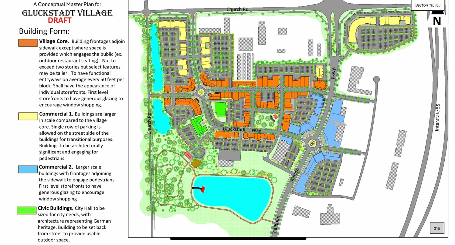 A conceptual master plan for the Gluckstadt Village was unveiled Tuesday.