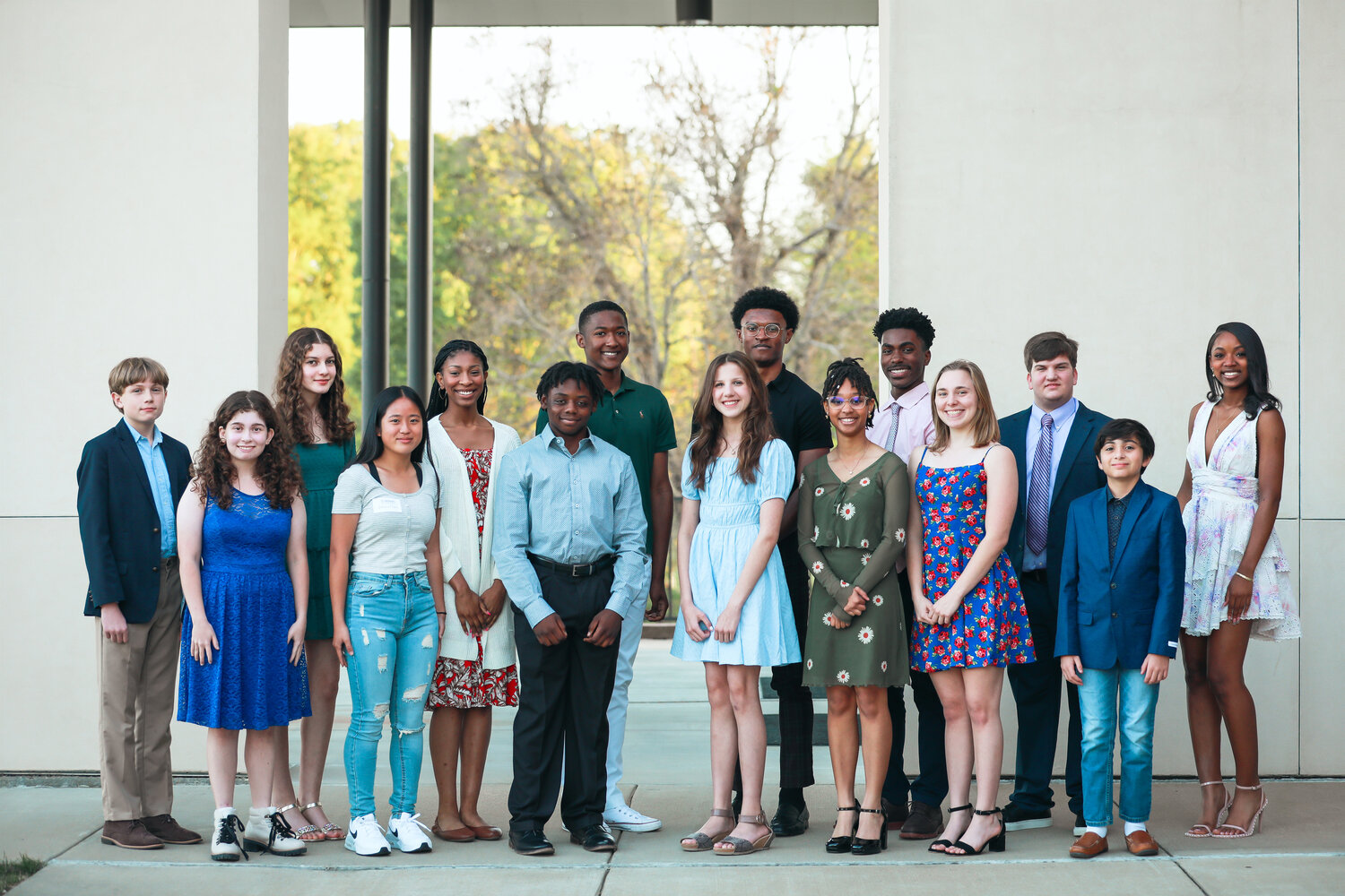 St. Andrew's students who attended the annual Merit Scholars Dinner last spring were (from left, back) Grady Fields, Adriana Kroeze, Casey Young, Chase Jenkins, Ant Jones, Ahmir Hoskins, Oliver Dawson, and Victoria Akins; (front) Melissa Khadivi, Jessica Chen, Evan Arthur White, Maddie Grace McCoy, Anaya Morgan, Jasper Jones, and Enrique Arambula.