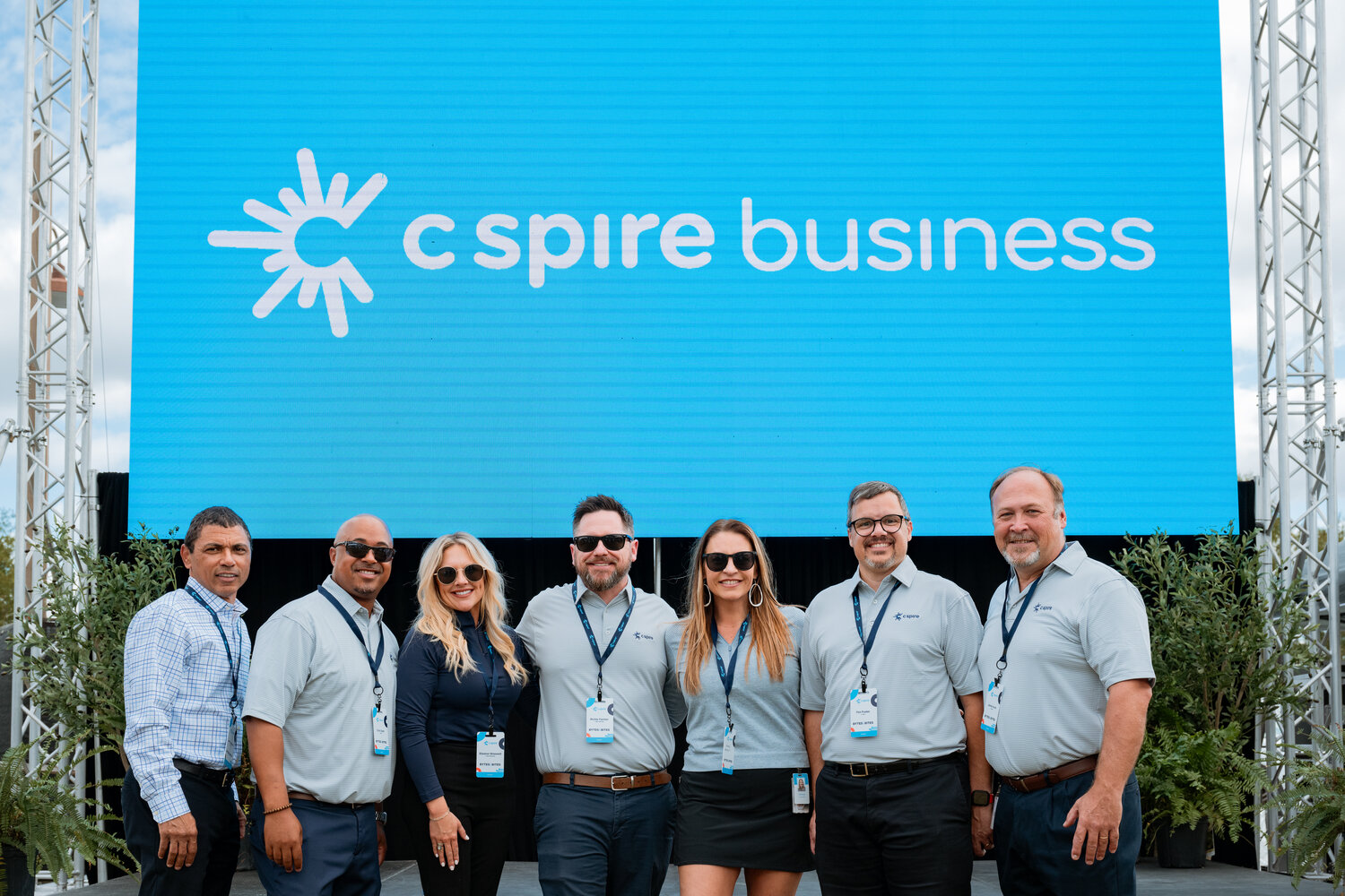 Executives participating in C Spire’s Bytes & Bites event include, from left, Jerry Jackson, Colin Clark, Eleanor Braswell, Richie Farmer, Aimee Hemphill, Tim Foster and Jim Hurst.